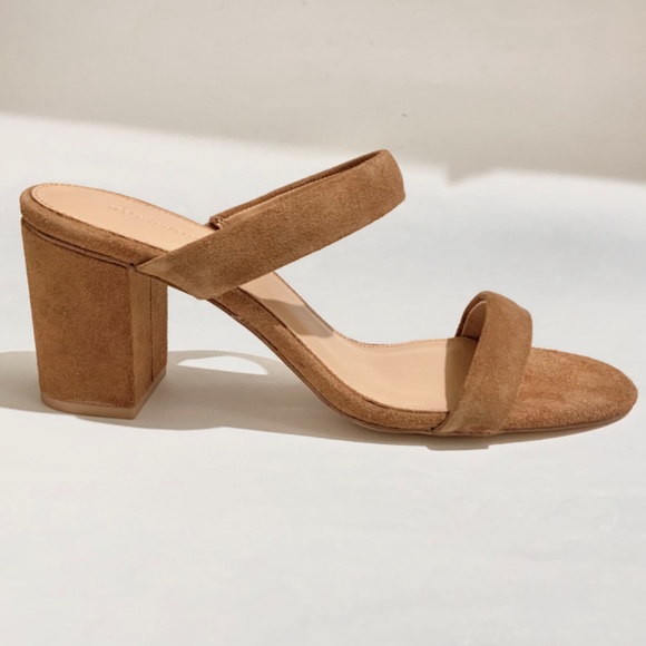 Soludos Ines Walnut Tan Suede Leather Heels Slip On Block Heel Strap Sandals 9.5 - Picture 14 of 16